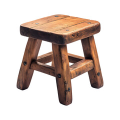 Wooden Step Stool for Bathroom Isolated on Transparent Background