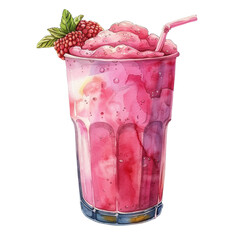 Refreshing Raspberry Smoothie with Creamy Topping and Garnish Perfect Summer Treat Idea