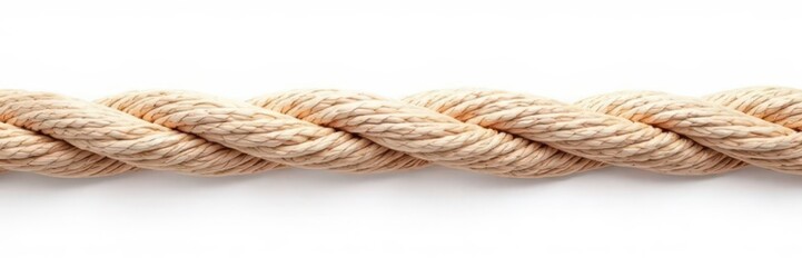 Fototapeta premium Thin braided rope, isolated on white background , elegant, white, texture