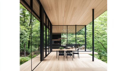 Fototapeta premium Modern Minimalist Home with Forest Views