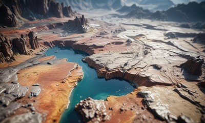 Miniature representation of the Earth's geological features, rock, globe, landscape