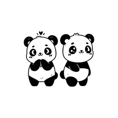 Naklejka premium Panda bear silhouette Logo design vector animal Logotype concept