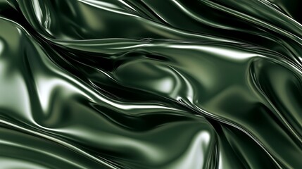 Dark Green Liquid Metal Abstract Drapery