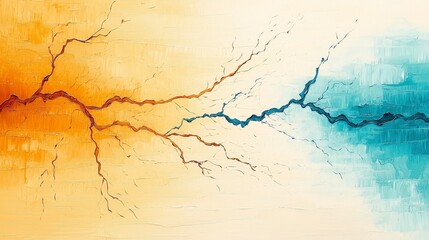Obraz premium Abstract Artwork of Colorful Electric Lines in Orange and Blue with Textured Background and Creative Design Elements