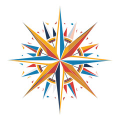 Colorful and Decorative Compass Rose Design for Navigation and Travel