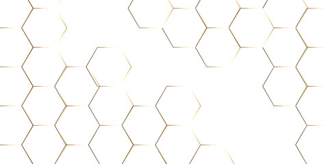 Abstract hexagon white background with shadow .golden background Futuristic blue neon honeycombs. Modern technology design. Vector illustration.	
