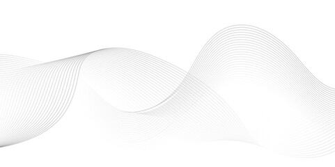 White wave curve lines banner background design. Abstract soft wave lines dynamic flowing gray light isolated background. Vector Illustration of the gray pattern of lines. Black stripes on white .