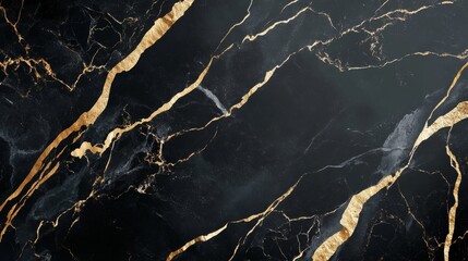 Elegant Black Marble with Golden Veins: Luxury Texture