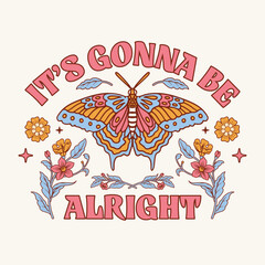 Pink Retro Butterfly T-shirt - Ready to Use Graphic Design Illustration