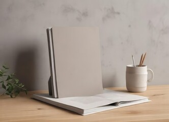 Minimalist vertical photo album mockup with simple design, template, minimalist, mockup