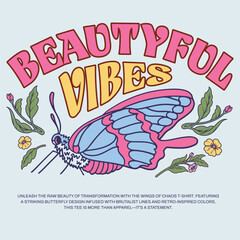 Retro Butterfly T-shirt - Ready to Use Graphic Design Illustration