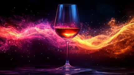 Elegant Abstract Wine Glass Clip Art Drawing with Modern Design