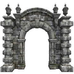 Intricate Stone Archway with Decorative Sculptures and Texture