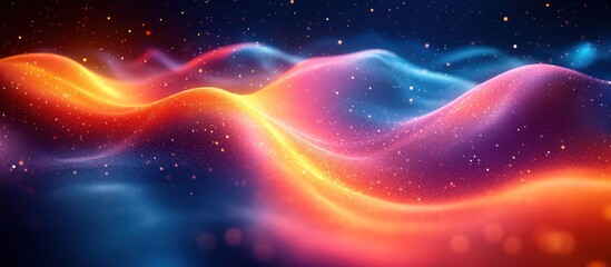 Obraz premium Abstract vibrant waves with glowing particles.