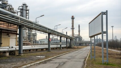 Fototapeta premium Industrial landscape with exposed pipes and machinery, darkness, abandoned, grunge