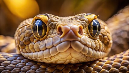 Obraz premium Snake's close-up face with piercing gaze, snake species, venomous snake, snake species