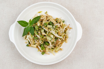 Karedok, raw vegetable salad with peanut sauce dressing, Sundanese signature dish. Indonesian food
