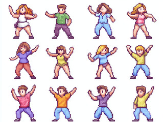 Pixel Art People Dancing: Retro Style Characters