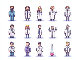Pixel Art Scientists Set