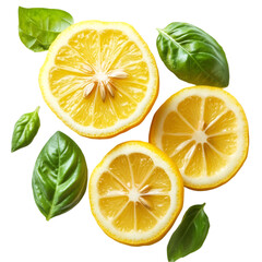 Fresh lemon and slice isolated on white and transparent background. PNG cutout. fresh lemon PNG, lemon slice PNG, lemon isolated, lemon cutout, lemon with slice, lemon transparent background,