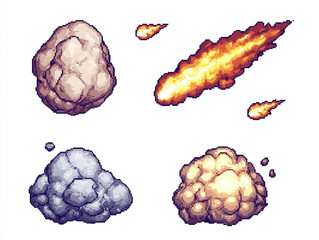 Fototapeta premium Pixel Art Explosion and Meteor Effects