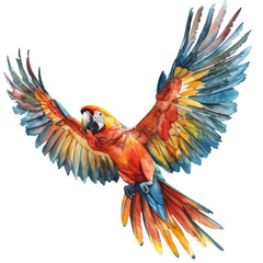 Fototapeta premium A Majestic Macaw Soars with Vibrant Colors, Capturing the Beauty of Nature in Full Flight Display