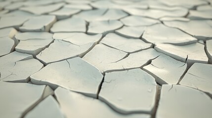 Abstract Cracked Mud Puzzle Pattern in Dried Lake Bed - Cinematic Ultra-Detailed Image of Polygon Shaped Jigsaw Pieces