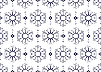 lotus blooming outline ethnic fabric seamless pattern, design for cloth, carpet, batik, wallpaper, wrapping etc.