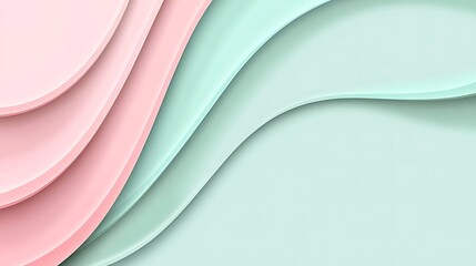 Obraz premium Abstract Pastel Pink and Mint Green Wave Design