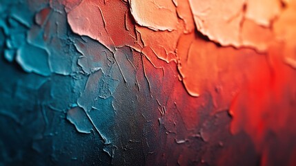 Fototapeta premium Textured Abstract Painting Warm Cool Hues. AI Generated