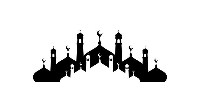 silhouette mosque simple animation eid ramadan mobarak islamic