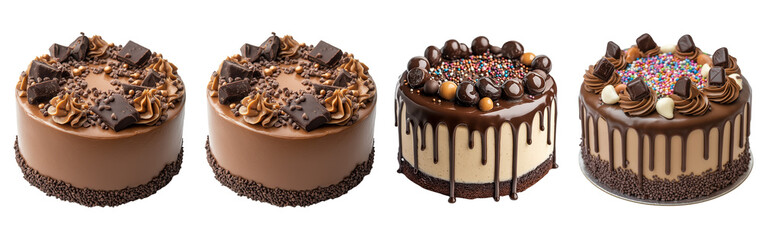 lawa chocolate and caramel cake filled with some candy sprinkles isolated on white transparent background