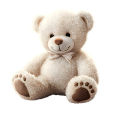Obraz premium Adorable Soft Teddy Bear with Bow Tie, Isolated on Transparent Background