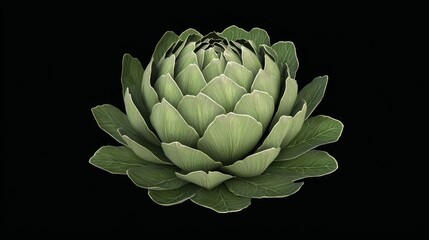 Fototapeta premium Organic Artichoke Illuminated: Abstract Conical Form with Swirling Layers under Cinematic Lighting, Ultra-Detailed Still Life