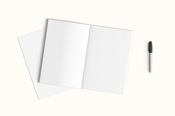 Modern workspace with  copy space on white color background. Top view with copy space. Flat lay style. Minimal blank  mockup.