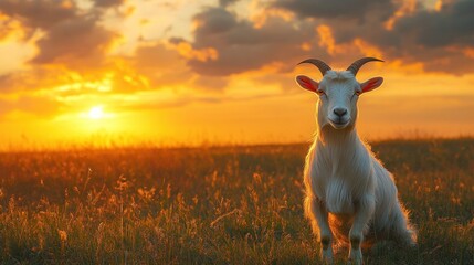Majestic Goat at Sunset: A Serene Golden Hour