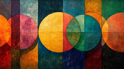Fototapeta premium Abstract Colorful Circles Interlocking Harmoniously. AI Generated