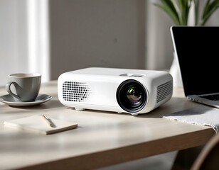 Compact White Projector for Home Office Presentations