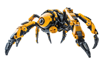 Bee and honey with a cyborg, construction machinery, truck, and excavator working on a road