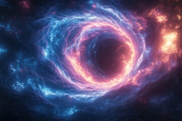 Obraz premium Black Hole and Wormhole in Curved Spacetime Abstract Expressionism