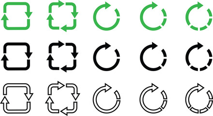 recycle symbol in flat, line style set icons with frame. Isolated on transparent background .cardboard boxes or packaging of goods such as warning signs logotype vector for apps and website