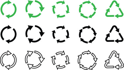 recycle symbol in flat, line style set icons with frame. Isolated on transparent background .cardboard boxes or packaging of goods such as warning signs logotype vector for apps and website