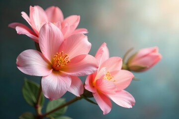 Delicate silk flowers in shades of pink and peach, silk, elegant, soft