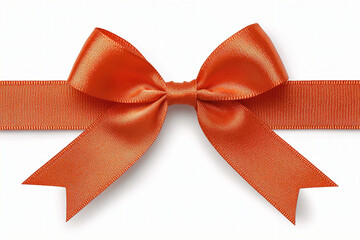 An orange-colored ribbon on a white background. (Generative AI)