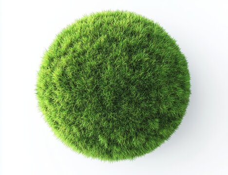 Lush green grass sphere on white background. (7)