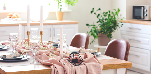 Served table in modern dining room
