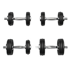 Fototapeta premium A set of dumbbells on a plain transparency background