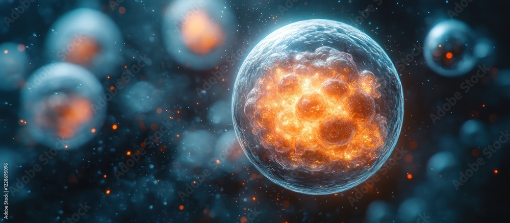 Poster exploding cell microscopic view.