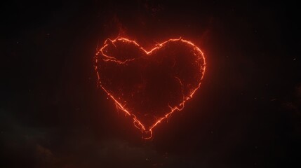 Fiery Heart, Glowing Ember, Abstract Art