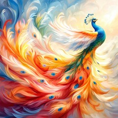 Obraz premium Majestic Peacock in Vibrant Hues